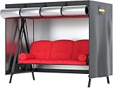 EVRBUL Außen-Sitzbankabdeckung 3 sitzer robust 420D – Allwetter-Schutz für Dreiersonnen-Verandasitzbank, Gartenhammock, Schaukelstuhl, Patio-Sitzbank mit Baldachin (220 x 125 x 170 cm)