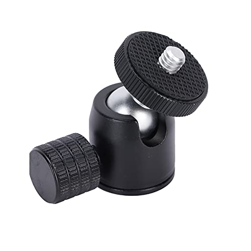 Yctze Mini Rótula de Bola de Trípode con Tornillo de 1/4 de Pulgada, Adaptador de Montaje de Zapata, para Cámara DSLR, Anillo de Luz (bola de plata)