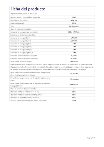 EVVO Secadora De Ropa Mini S3 - Secadora Con Capacidad De 3kg - Secadora Portátil Con Airfresh Y Sensor De Humedad, Tamaño Mini, Sin Instalación, Sist. Evacuación, Blanco - imagen 6
