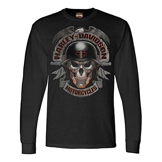 Harley-Davidson Men's Ghoulish Skull Long Sleeve Crew-Neck Shirt - Black (M)