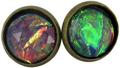 Summerfield Collection Antiqued Gold-tone Faceted Resin Opalescent Stud Earrings 12mm (Purple)