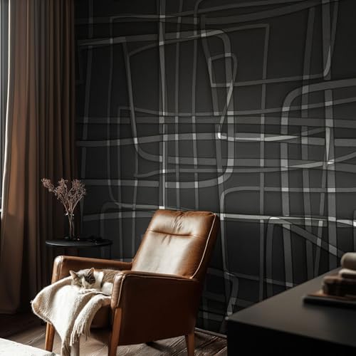Papel pintado autoadhesivo de salón y dormitorio mural líneas abstractas 152x104cm 3