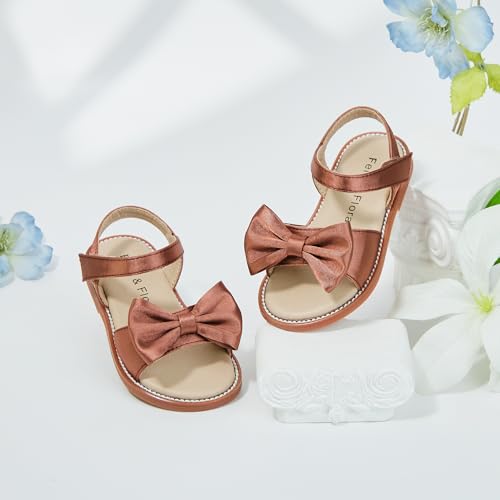 Image of Felix & Flora Toddler Girl Sandals - Little Girl Easter Dress Shoes Lightweight Open Toe Beach Holiday Flats