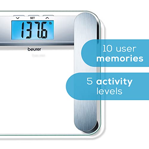 Beurer Bf221 Body Fat Scale | Xl Digital Weight Scale & Body Fat Analyzer | Measures Body Weight, Body Fat, Body Water, Bone Mass & Muscle% | Auto Recognition, 10 Memory Spaces | For Weight Control #TOP6