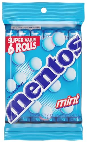 Mentos Chewy Mint, Original Mint Flavor, Easter Candy, Easter Basket Essentials Stuffers for Kids and Adults, 14 Pieces Each (6 Count)