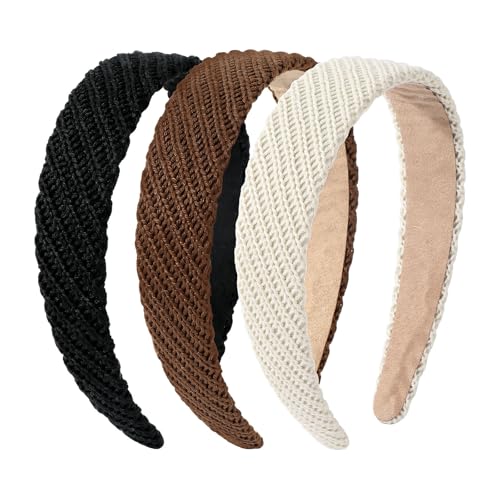 VOBOBE Knitted Headbands for Women, Non Slip Trendy Women Headband Soft Comfortable Fashion Hairband, Pack of 3