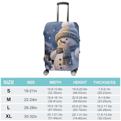 Winter Snowman Travel Luggage Cover Elastic Washable Suitcase Cover Dustproof Anti-Scratch Suitcase Protector Fits 19-32 Inch Luggage, L2