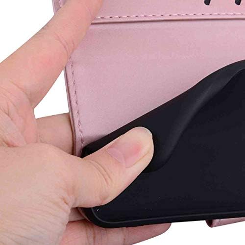 Tbrand Google Pixel 4A 4G Case Shockproof Leather Wallet Flip Folio Cartoon Animal Cute Phone Cover for Google Pixel 4A 4G with Magnetic Kickstand Card Holder Slot Silicone Case, Rose Gold