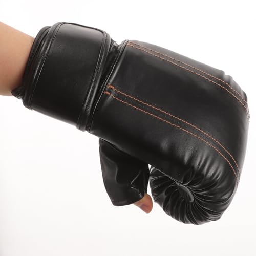 Guantes de boxeo de medio dedo Ciieeo con muñequera ajustable de alta absorción 6