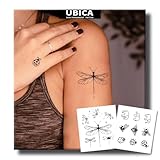 Tattoo Tech, Semi Permanent Tattoos(Dragonfly), Ladybug Tiny Tattoo(Elephant, Bee), Lasts 7-15 Days, Develops Fully in 48H, Realistic, Waterproof and Non-Reflective, for Arm Hand Neck