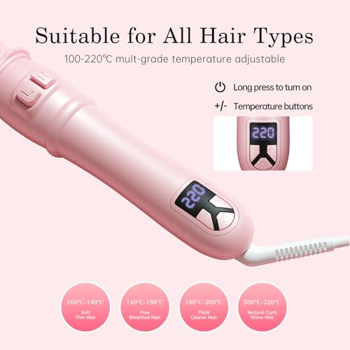 Generic CURLING-001 Rotating Curling Iron - 28Mm/1.1 Inch Automatic Curling Iron,Multi-Setting Temperature Waves Curler,30S Fast Heating thumb #4