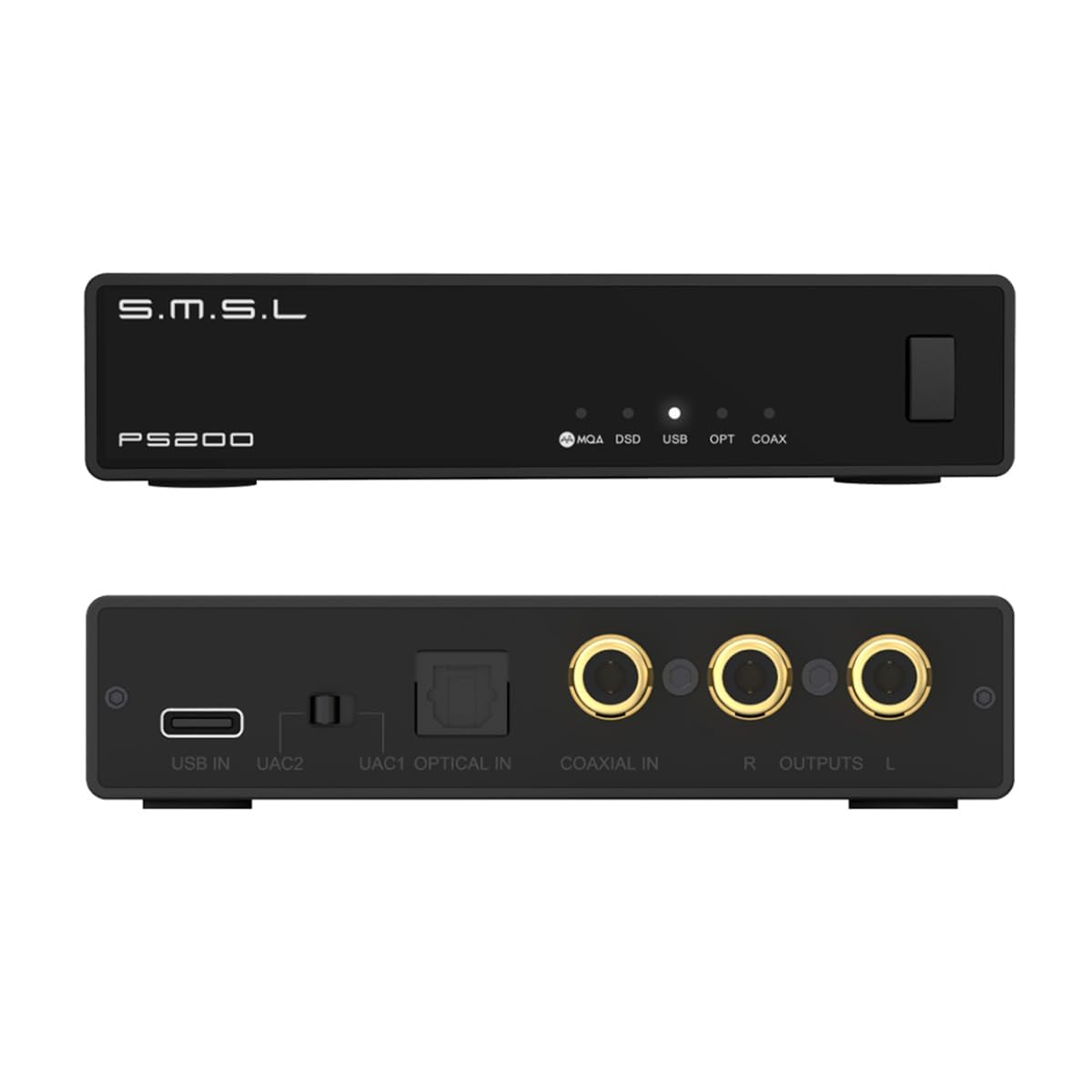 SMSL PS200PRO ES9039Q2M HiFi-DAC, convertisseur audio numérique-analogique DSD512 PCM 32Bit/768kHz, USB/optique/coaxial sur sortie stéréo cinch, MQA/MQA-CD-Audio-DAC pour PC/PS5/amplificateur