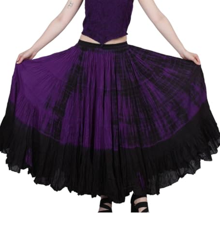 Wevez Women's American 25 Yard Cotton Skirt (Violet Tie Dye)