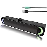 amplificador ordenador ♬【EASY TO USE】Plug and Play .La barra de sonido del ordenador se enciende automáticamente después de conectar el puerto USB (como un ordenador portátil, PC host, banco de energía, adaptador). No es necesario instalar ningún controlador o software, simplemente Conecte y disfrute.