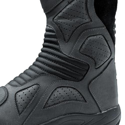 Image of Raida Explorer Motorcycle Boots | Ankle, Shin, & Heel Protection | Memory Foam Insole | Leather (Grey, 7)