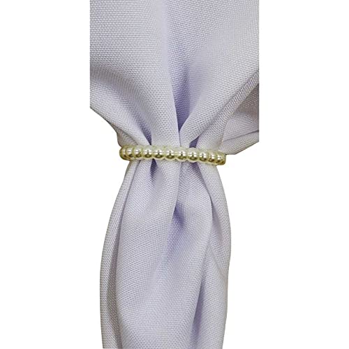 Kit 10 Guardanapos de Tecido Oxford Branco 36cmx36cm com Argola Pérolas