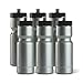 50 Strong Sports Squeeze Water Bottle Team Pack – Set of 6 Bottles - 22 oz. BPA Free Durable Plastic Bottle with Easy Open Push/Pull Cap – Made in USA Silver Black