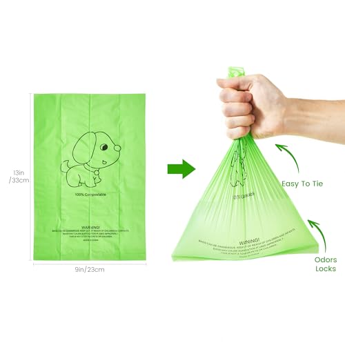 Image of NYEONHRT Certified Compostable Dog Poop Bags, 150 Counts Extra Thick and Leak Proof Biodegradable Pet Poop Bags with US BPI, ASTM D6400, EN13432 and OK Compost Certified, with 1 Dispenser (10 Rolls)