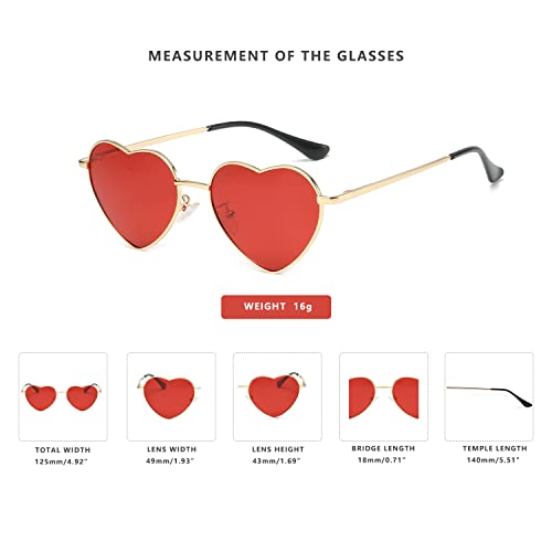 LASPOR Polarized Heart Sunglasses For Women Love Heart Shaped Sunglasses Metal Frame UV400 Protection3