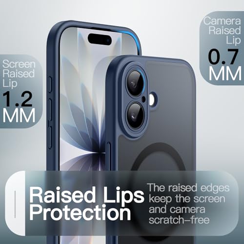 Image of JETech Magnetic Case for iPhone 17 6.3-Inch Compatible with MagSafe, Shockproof Slim Phone Cover with Built-in Camera Control Button, Matte Translucent Back (Storm Blue)