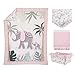 NoJo Tropical Princess Elephant/Jungle Pink and Green 4 Piece Crib Bedding Set - Comforter, Fitted Crib Sheet, Dust Ruffle and Storage