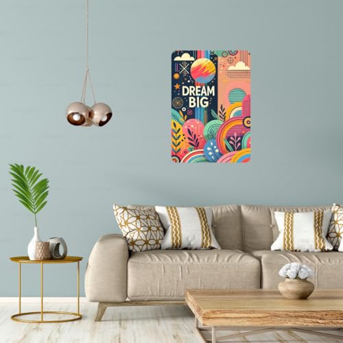 Image of Zesta Bathroom Decor Items Washroom Decor Tin Sign | Aesthetic Posters Wall Poster for Bedroom | Magnetic Cafe Decoration Items / Restaurant Decorations Items | Quirky Home Decor Bar Accent (Dream Big (2))