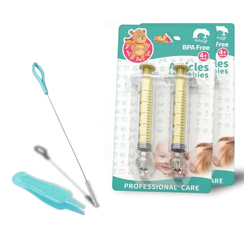 Image of Nasal Syringe for Baby - 4PCS with Cleaning Tools - Safe Silicon Baby Nasal Aspirator Qucik Syringe Nose Cleaner Rinsing Tool for Baby /Infant /Kid (Yellow, 4PCS)