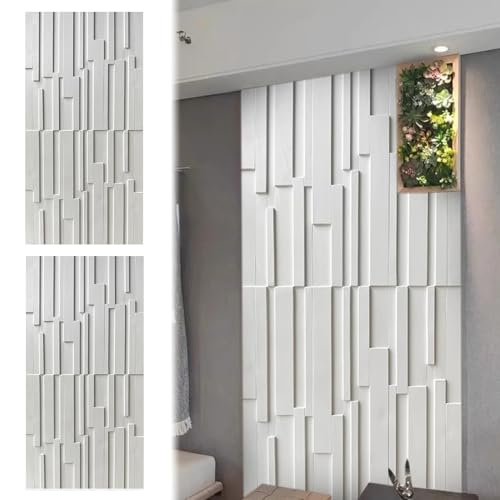 2 PCS Wall Paneling Covering for Tv Background/Home Decor, Slat Wall Panel 3D Fluted Textured, Cuttable Wainscoting Panel Cover for Restaurant Stair(White)