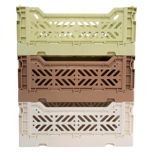 Luna Crates caixa de armazenamento dobrável, caixa organizadora de caixotes dobrável com alça, caixa