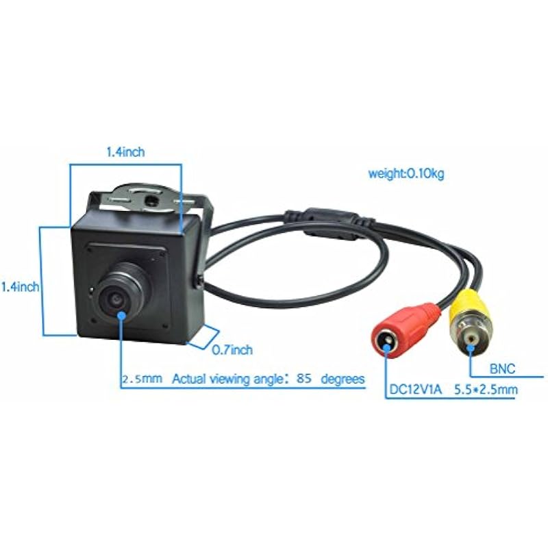 Wired Mini Analog CCTV Camera Wide Angle 2.5mm Lens (with 3.6mm for Spare) CMOS 700TVL with IR Filter Color Security Camera Daytime Vision with Free Power Supply Black 2.5mm lens 상세이미지 3
