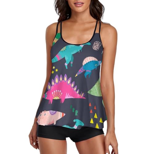 Maillot de bain tankini femme dinosaure avec robe bikini et short