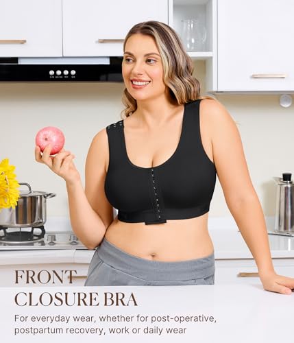 Image of BRABIC Post Surgery Front Closure Bras for Women No Underwire Compression Surgical Mastectomy Everyday Bra