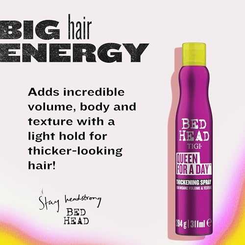 Bettkopf von TIGI | Queen For a Day verdichtendes Haar-Volumenspray | Professionelle volumengebende Haarprodukte | Ideal für feines, plattes und dünnes Haar | 311 ml, Verpackung kann variieren