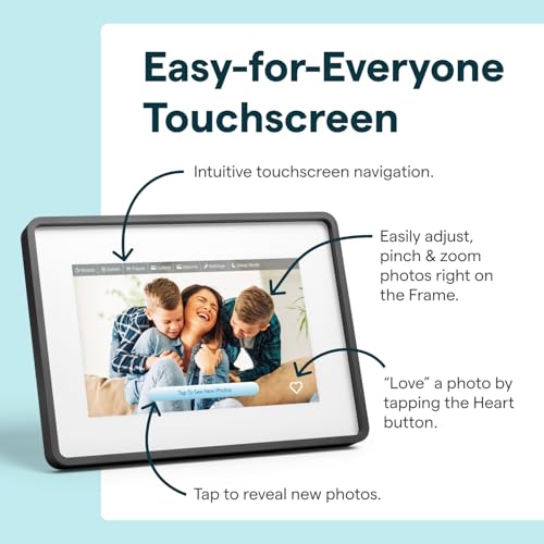 Image of Skylight Digital Picture Frame 2 - 10 inch Full HD Wi-Fi Touch Screen, 16GB Digital Photo Frame, Load Photos & Videos Directly from Phone, Anti-Glare - Personalized Gifting, Charcoal Metal Shadow Box