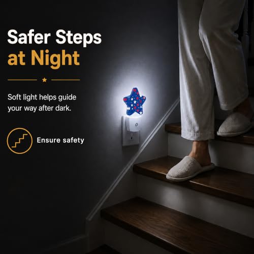Image of Star Night Light with Dusk to Dawn Sensor, Stars Plug in Night Light for Kids Bedroom Nursery, Soft Warm Glow Lamp for Hallway Bathroom Energy Saving
