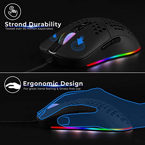 Image of USB C Mouse,Lightweight Gaming Type C up to 7200 DPI,Wired Mouse for MacBook Pro Chromebook Laptop PC and More USB Type C Devices (Black)