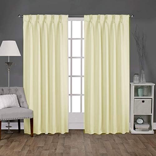 Sateen Twill Woven Pinch Pleates Polyster Blended Room Darkening Blackout Curtain Panel & Drapes (Ivory Solid, 30 Inch Wide by 63 Inch Long- 2 Panel)