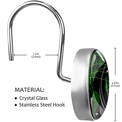 Crochets de rideau de douche inox vert foncé au design carreaux vintage