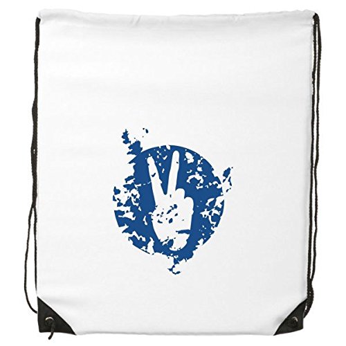 DIYthinker Women's Blue Peace Symbol Victory Simple Creative Design Round Illustration Pattern Drawstring Backpack Fine Lines Shopping Creative Handbag Shoulder Environ Tal Polyester Bag One Size Mult