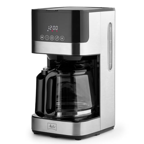 Melitta Aroma Tocco Glass Drip Coffee Maker | Programmable Coffee Machine | Glass Carafe Coffee Pot | 10 Cup Coffee Maker | Glass Touch Control Panel | Stainless Steel accented Coffee Maker