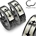 SER-0012 Pair of 316L Stainless Steel Black Hinged Huggie Hoop Earring with Gothic Medieval Cross Print; Comes With Free Gift Box