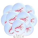 Malayan Products Shrimp Balloons 12 Count Latex, Seafood Boil Birthday Decorations, Food Theme Party, 12Inch Standard Size (White with Red Print)