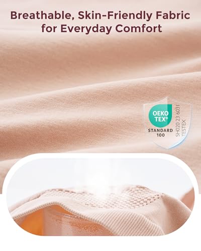 Image of Momcozy Women's Maternity Underwear, High-Waist Seamless Over-Bump Briefs | 360 belly support with an expandable panel, breathable mesh and soft stretch fabric for pregnancy through postpartum