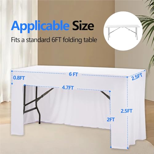 Jupe de table rectangulaire noire 6 pieds en élasthanne extensible