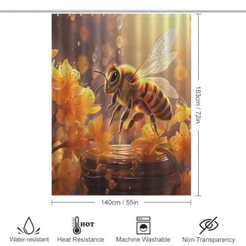 Rideau de douche abeille de qualité supérieure en polyester lavable durable