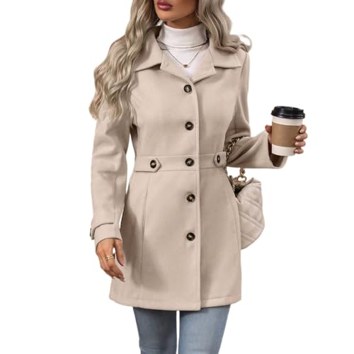 Manteau laine mélangée femme chic drap épais et chaud ceinturé