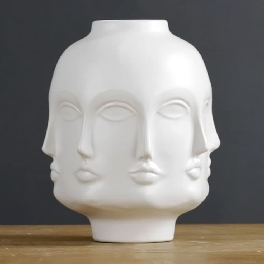 Vaso Viso,Vaso da Fiori Viso, Vaso in Ceramica Astratta con Testa Umana,Vaso da Fiori per La Disposizione dei Fiori,Vaso da Fiori Artificiale Decorazione,Piccolo Vaso,B