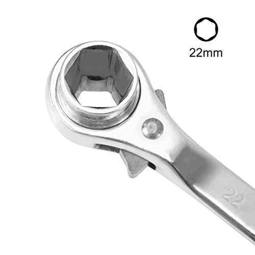 Uxcell 19 X 22Mm Forging Podger Scaffold Ratcheting Socket Polish Chrome Finish Wrench, Cr-V #TOP3