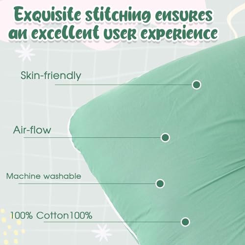 Image of Hahafelt 3 Pcs U-Shaped Pregnancy Pillow Cover, Cooling Soft Breathable Fit for 55 inchx31 inch Body Pillow, U Shaped Body Cover Provides Sleep and Pregnancy Support (Forest, Cotton)