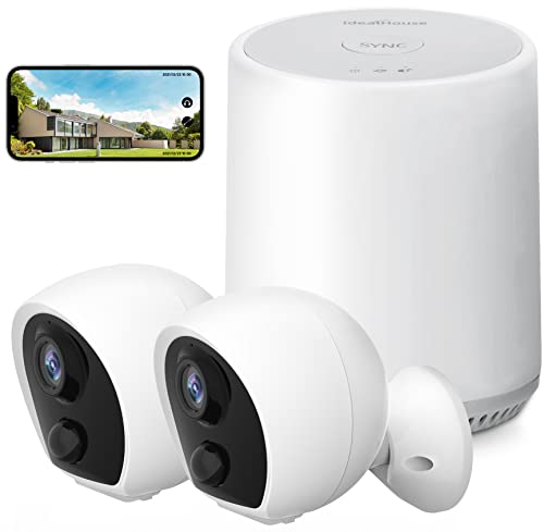 Security Cameras Wireless Outdoor, IDEALHOUSE 1080P Security Camera System , Cameras for Home Security Outdoor WiFi with Night Vision, Support Alexa, SD/Cloud, Motion Detection, IP66 Waterproof